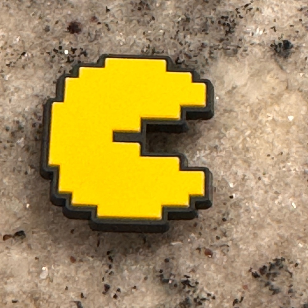 PAC man croc charm Yellow Pixel Art